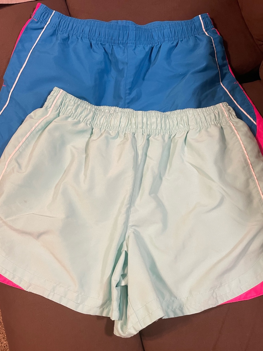 bcg Women's Dual-Tone Athletic Shorts in Light Blue and Royal Blue